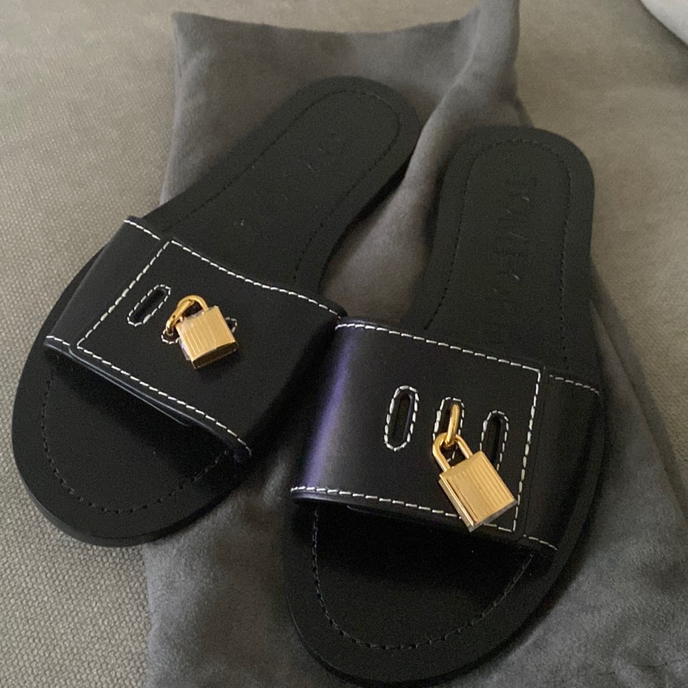 Tom ford leather slides with padlock buckle